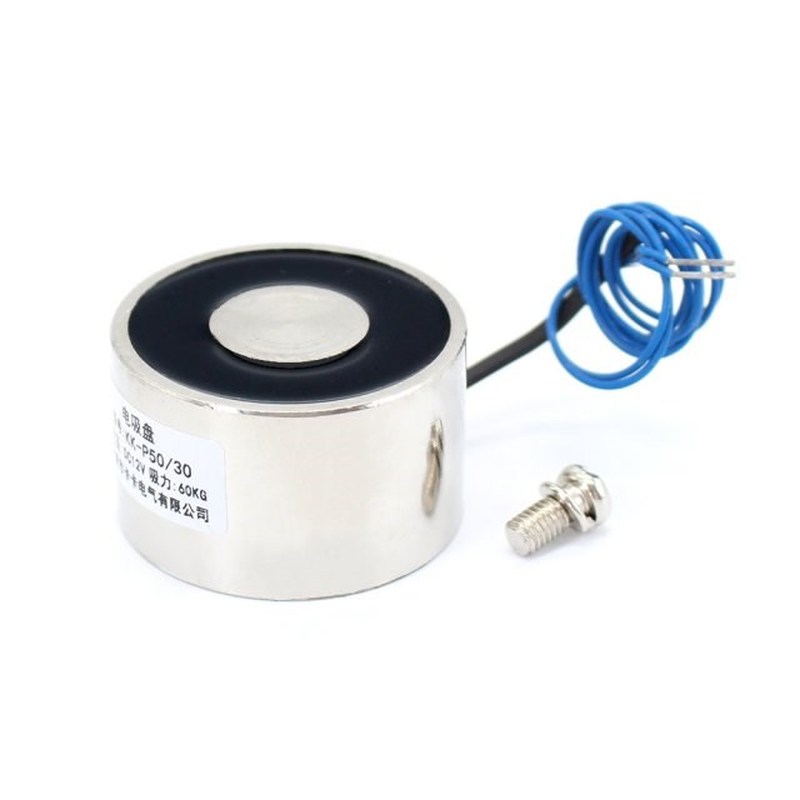 50/30 DC 12V Cylinder Electromagnet Lifting 60KG 600N,Soleno