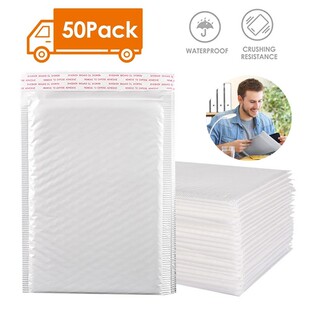 50 Pcs White Foam Envelope Bags Self Seal Mailers Padded