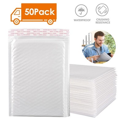 50 Pcs White Foam Envelope Bags Self Seal Mailers Padded