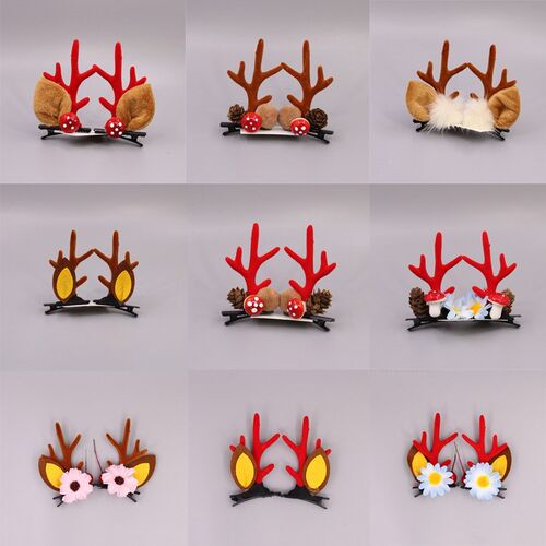 New Cute Antler Hair Clips Christmas New Year Red Antler Hea