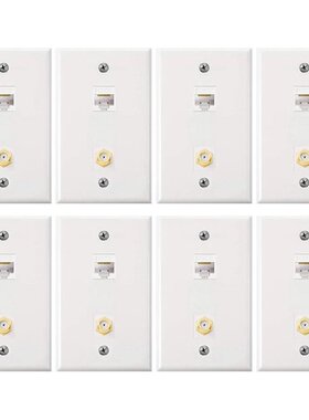 8 Pack Cat6 Coax Wall Plates, Cat6 Ethernet Port And Cable T
