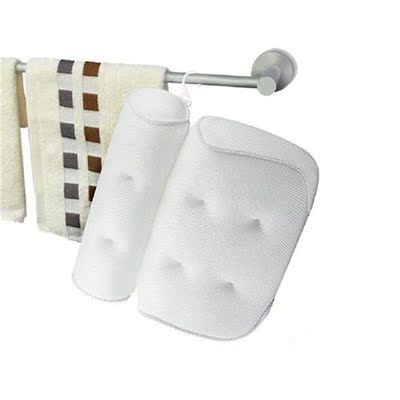 Bath Pillow with Suctions Cups Bathroom White Neck Support