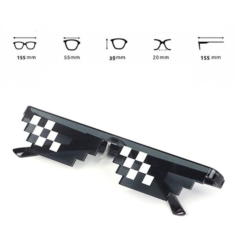 1PCs Mosaic 8 Bit Thug Life Sunglasses Pixelated Men Women P