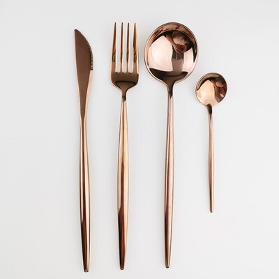 Rose Gold Dinnerware Set 304 Stainless Steel Mirror Cutlery
