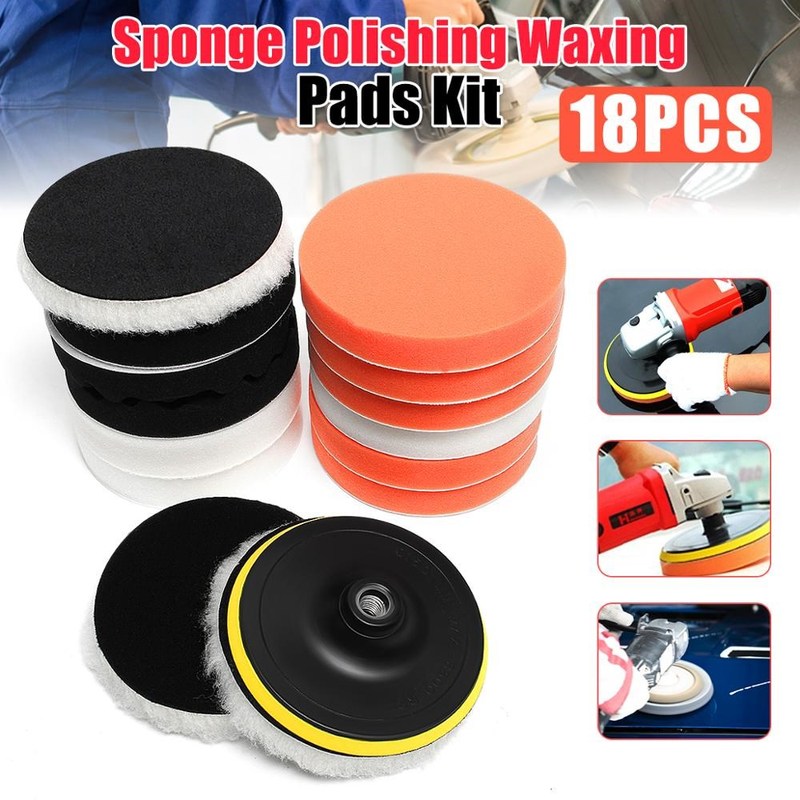 18pcs Car Polishing Foam M14 Thread Wool Buffing Pad Kits Wi