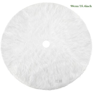 Christmas Tree Skirt White Faux Fur Merry Christmas New Year