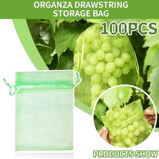 Cloth Gift Bags, 100Pcs Green Organza Gift Bags For Wedding