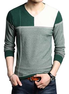 BROWON Men Autumn Sweater Long Sleeve Sweater Male Color Ma