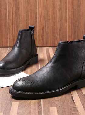 Men's winter velveted boots fashion tooling boots