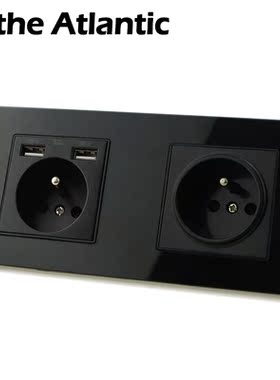 FR Standard Power Socket With Dual USB Charging Port 2 Gang