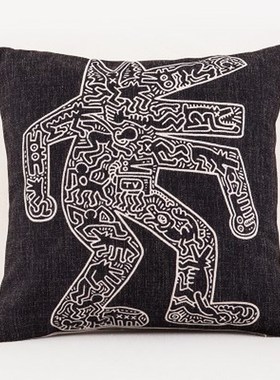 Keith Haring Graffiti Printed Square Decorative Throw Pillow