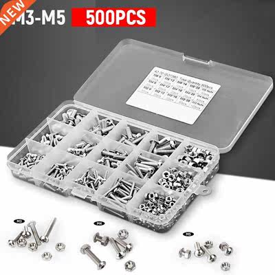 500pcs Bolts and Nuts Combination Set 04 Stainless Steel Th