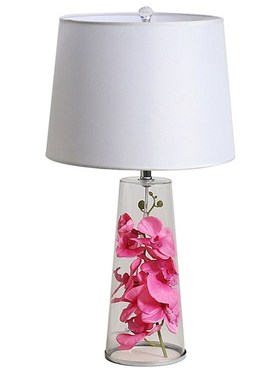 flower art glass fabric led table lamp cottagecore