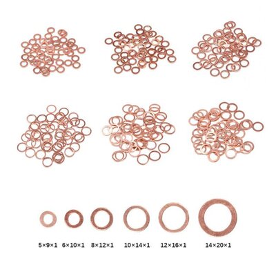 50PCS Mulit Size Solid Copper Washer Flat Ring Gasket Sump P