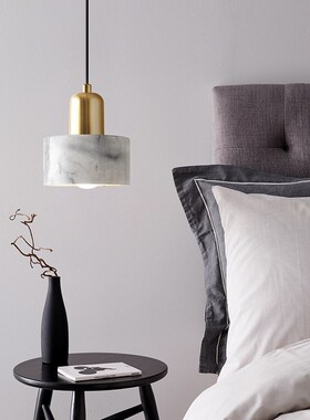 New Nordic Bedroom Beside Pendent lights Round Marble Simple