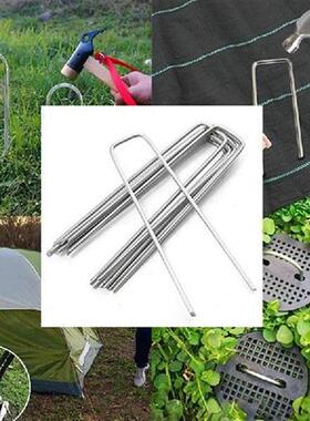 40Pcs/Pack Garden Peg Silver Metal U-Shape Garden Staple