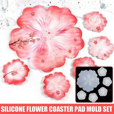 1Set Silicone Molds UV Epoxy Resin Mould Flowers Tray Cup Ma
