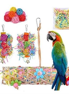 5Pcs Set Bird Shredding Toys Parakeet Rattan Balls Chewing