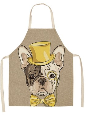 Parent-child Kitchen Apron Funny Cartoon Dog Printed Sleevel