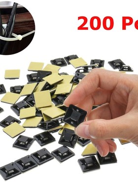 200Pcs Cable tie mount black Zip Tie car Cable Wire Removabl