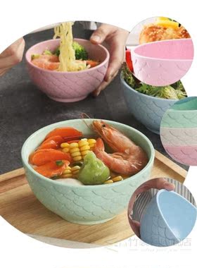 4pcs Wheat Straw Bowls Salad Bowl Food Serving Noodle Bowls