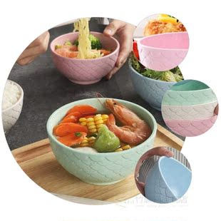 4pcs Wheat Straw Bowls Salad Bowl Food Serving Noodle Bowls
