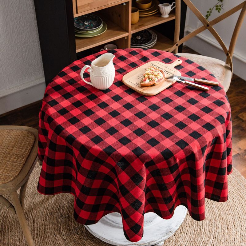 1pcs 150cm Cotton Linen Plaid Tablecloth Country Style