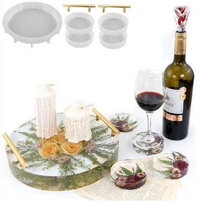 Round Tray Coaster Crystal Epoxy Resin Mould Cup Mat Set