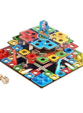 Wooden Flying Chess Game Puzzle Portable Strategy Toy for