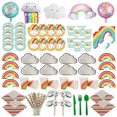 White cloud Rainbow Party Favors Tableware Kids Birthday