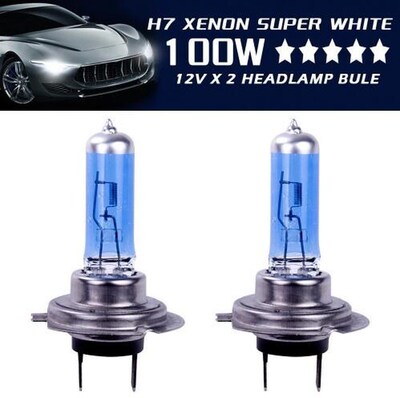 2x H7 100W 8500k Xenon Lamp Hide Super White Effect Headligh