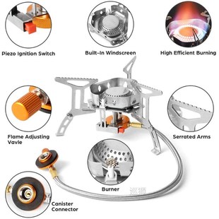 Onliving Camping Gas Stove Windproof Outdoor Gas Burner Port