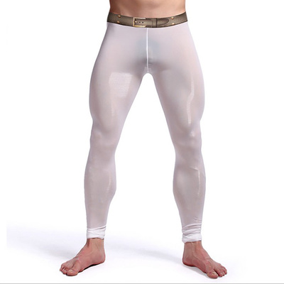 Mens Home Stchy Tight-fitting Pants Aerobic Elastic Waistban