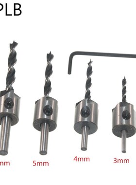 4pcs Countersink Drill Bit Set 3-6mm HSS 5 Flute Woodworking