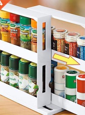 2 Layer Storage Kitchen Rotating Organize Spices Jar Bottle