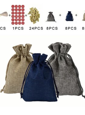 Christmas Gift Bags Calendar Countdown Jute Bag Advent Calen
