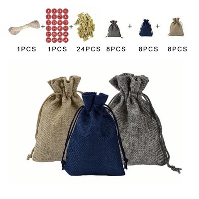 Christmas Gift Bags Calendar Countdown Jute Bag Advent Calen