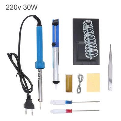 9pcs/lot 220V 30W Electric Iron Soldering Kit with Adjustabl