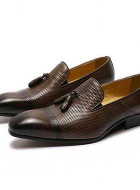 2020 Winter Shoes Mens Tassel Loafer Genuine Leather Black