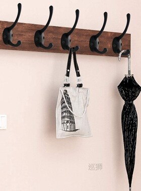 12 Pack Black Coat Hooks Wall Mounted with Retro Double Hook