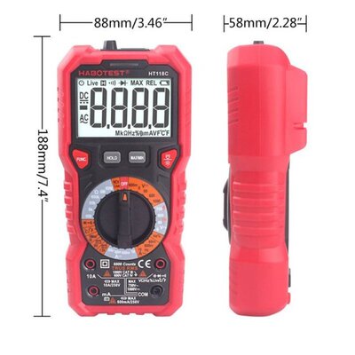 HT118 6000 Counts 1000V AC DC Digital Multimeter NCV Multime