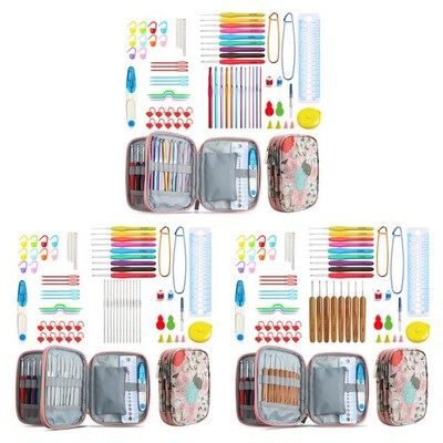 9Pcs Crochet Hook Set Knitting Needles with Storage Bag Alum