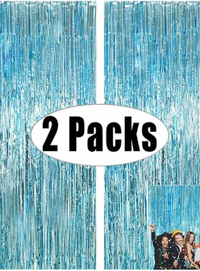 2Pack Metallic Foil Tel Fringe Curtain Wedding Mermaid