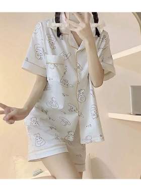 Japan Style Print Pyjamas Women Clothing Sets Summer Plus S
