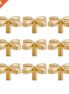 9PCS Drawer Handles Leaf Shape Brass Gold Knobs for Cabinets