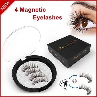 Natural 4 Magnets Magnetic Eyelashes Lashes Extension Reusab