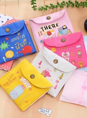 Cartoon Girls Diaper Sanitary Napkin Storage Bag Canvas Sani