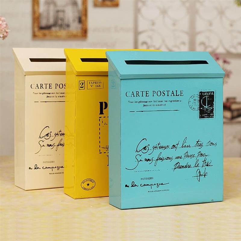 1pc Retro Tin Mailbox Iron t Box Vinatge Metal Mailbox Wall