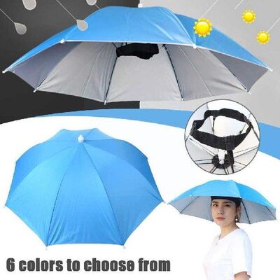 69cm Portable Rain Umbrella Hat Foldable Outdoor Camping