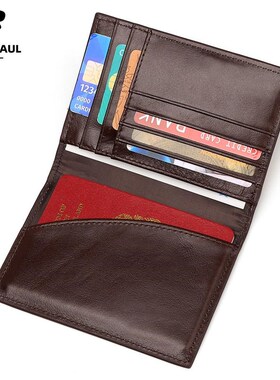Genuine Leather Passport Cover ID Business Card Holder Trav